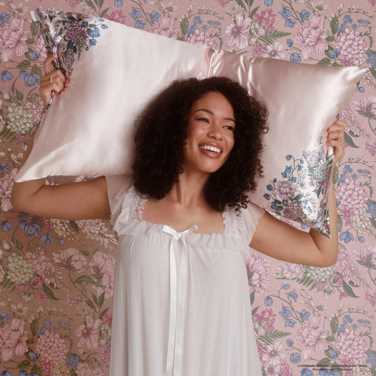 Bridgerton x Kitsch Wisteria Satin Pillowcase — King — lifestyle 2