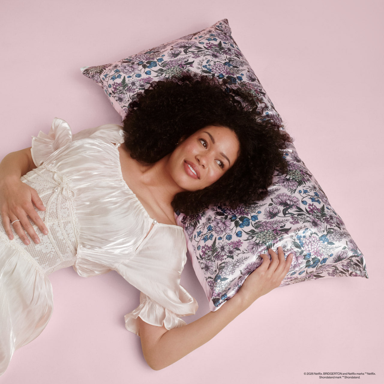 Bridgerton x Kitsch Wisteria Satin Pillowcase — King — lifestyle 3