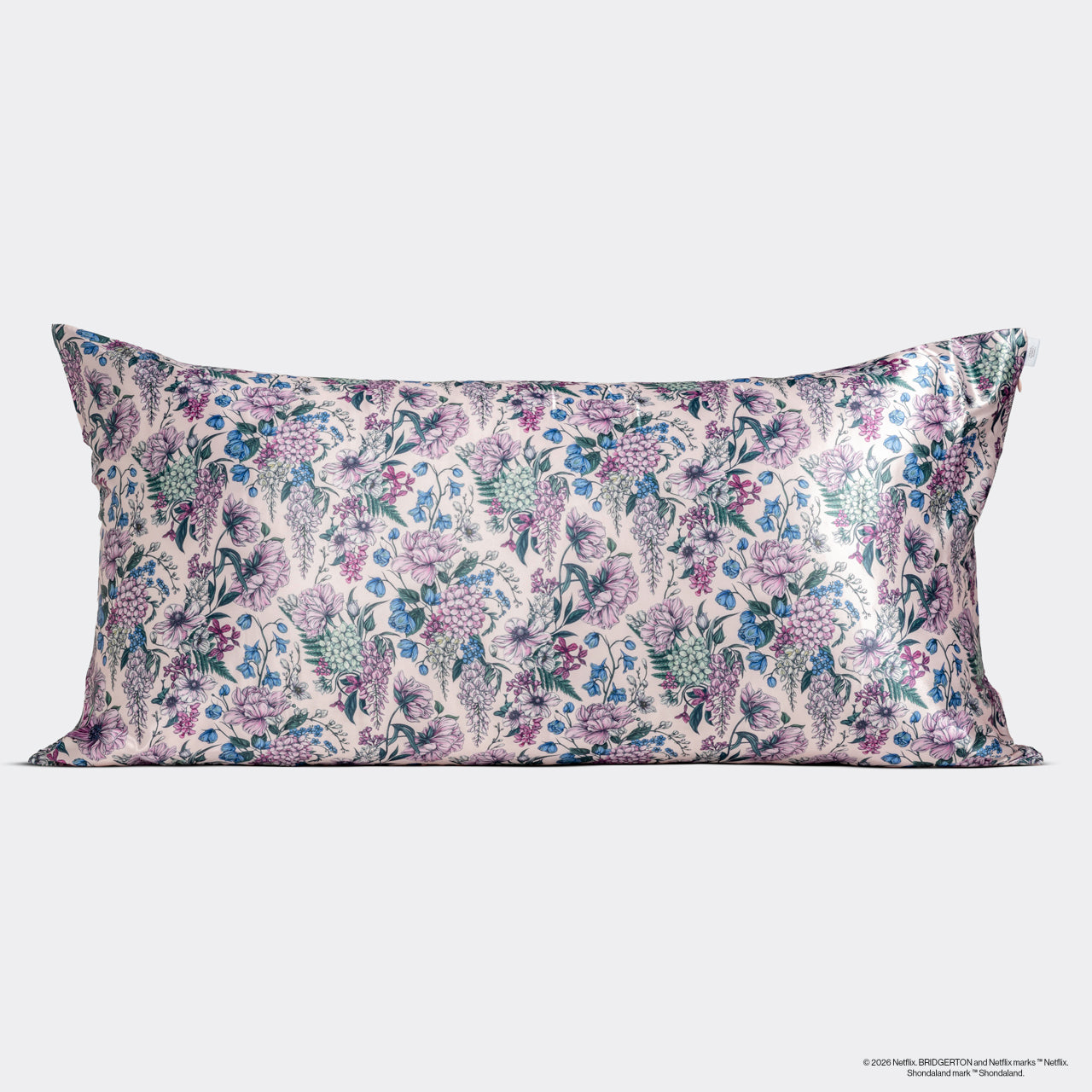 Bridgerton x Kitsch Wisteria Satin Pillowcase — King — flat
