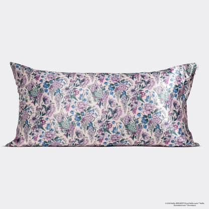 Bridgerton x Kitsch Wisteria Satin Pillowcase — King — flat