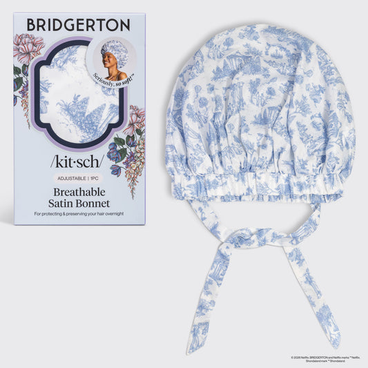 Bridgerton x Kitsch Breathable Satin Bonnet - Garden Toile