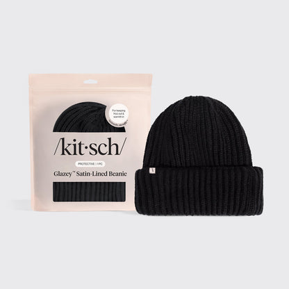 Glazey™ Satin-Lined Beanie in Black