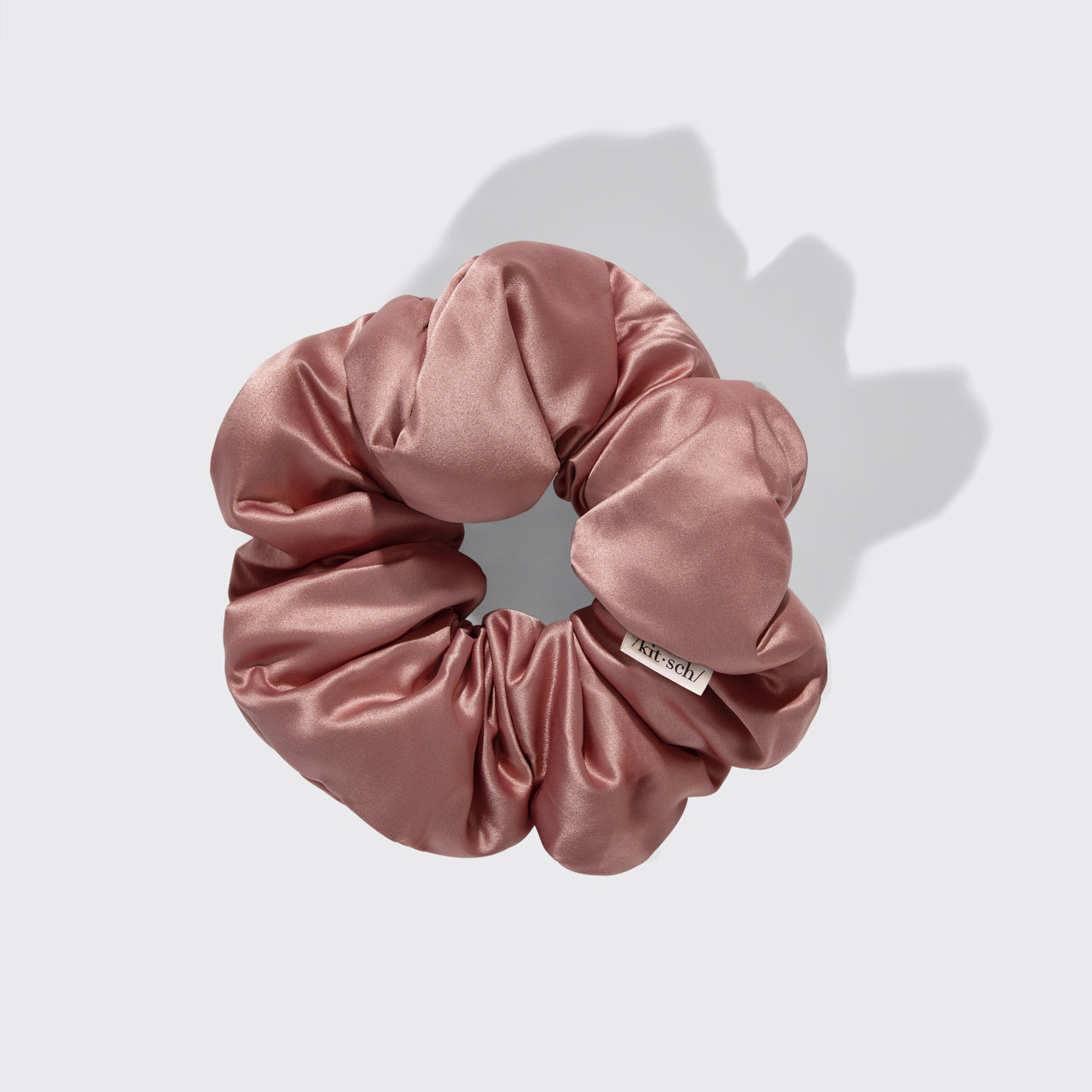 KITSCH Pillow Scrunchies® in Satin 4pc - Blush — single scrunchie — oversized blush satin scrunchie with no-tug, no-snag design