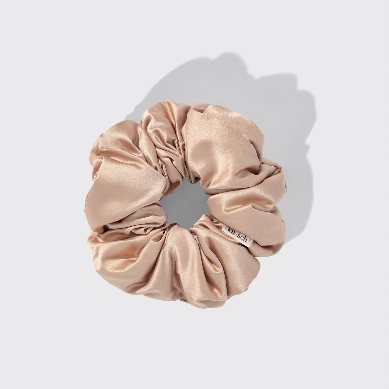 KITSCH Pillow Scrunchies® in Satin 4pc - Blush — product detail — close-up of plush satin scrunchie texture — gentle on strands, prevents creases and breakage