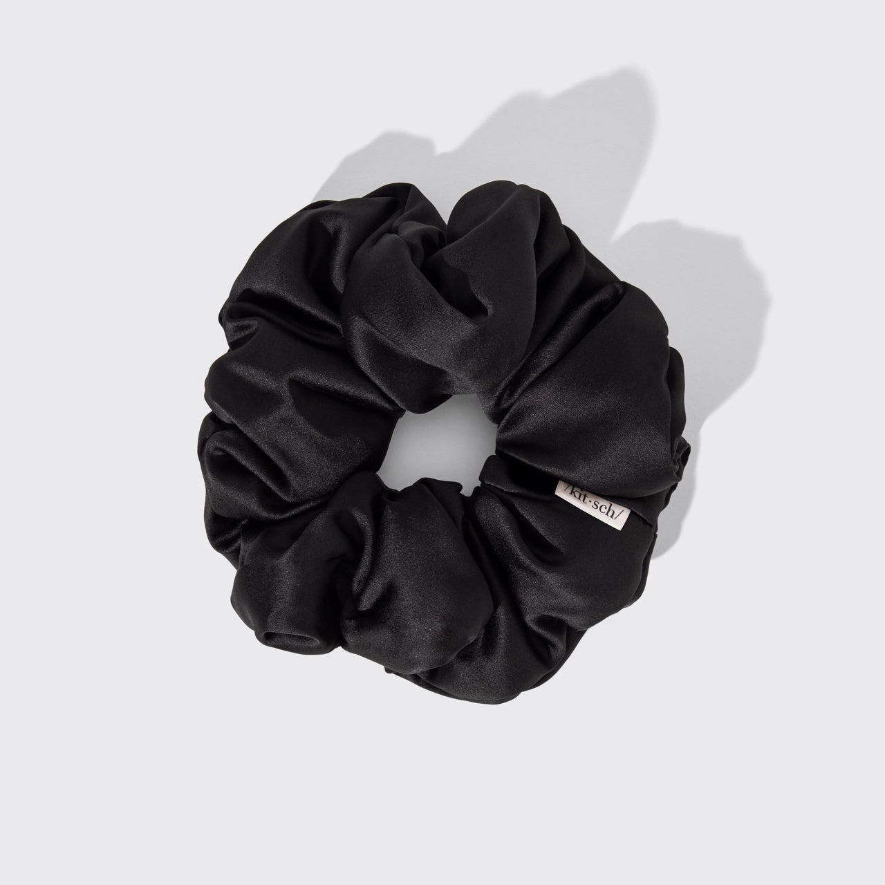 KITSCH Pillow Scrunchies® in Satin 4pc - Black — single scrunchie — oversized black satin scrunchie with no-tug, no-snag design