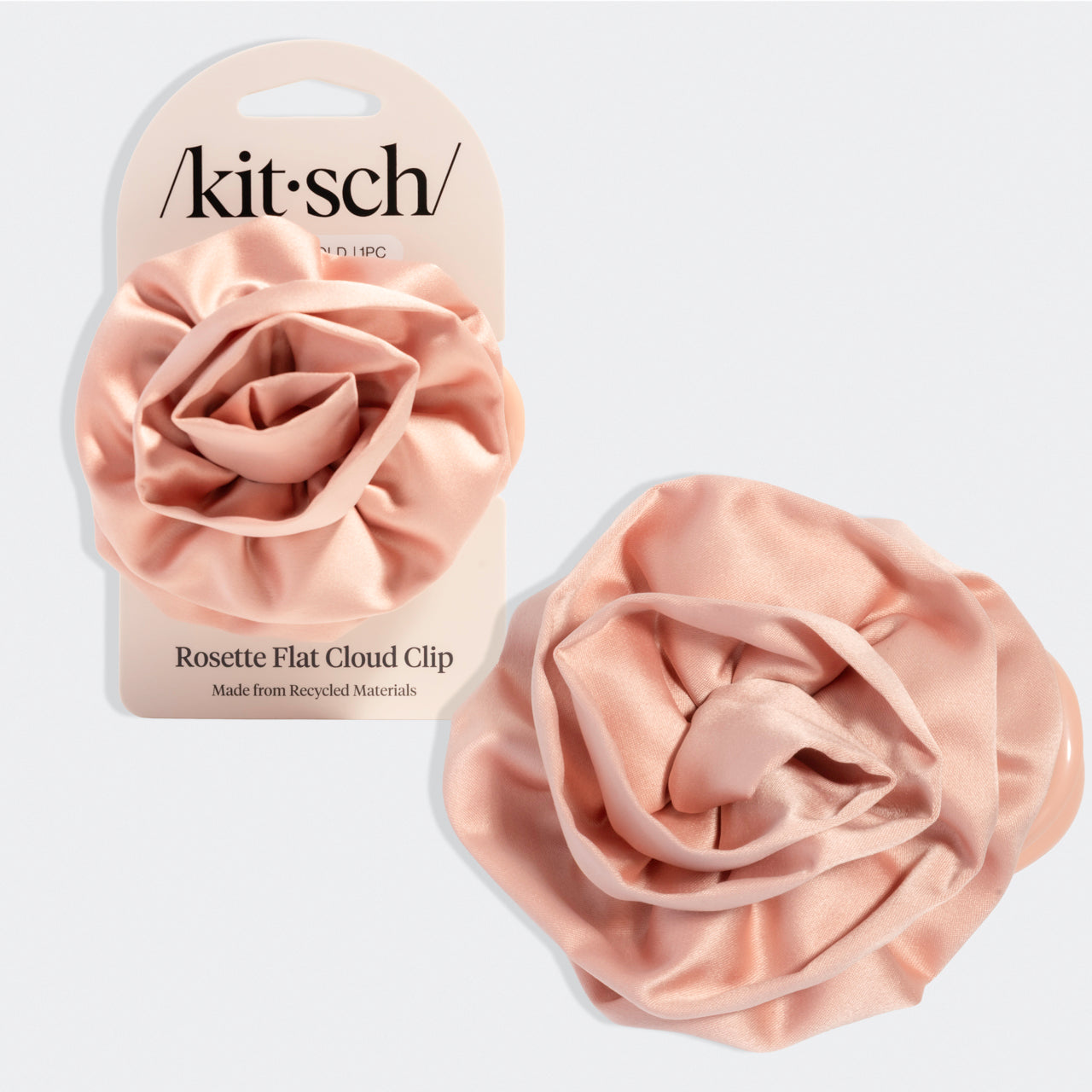 Terracotta rosette flat cloud clip with packaging on a light gray background