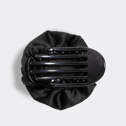 KITSCH Satin Rosette Flat Cloud Clip Black Medium — product detail