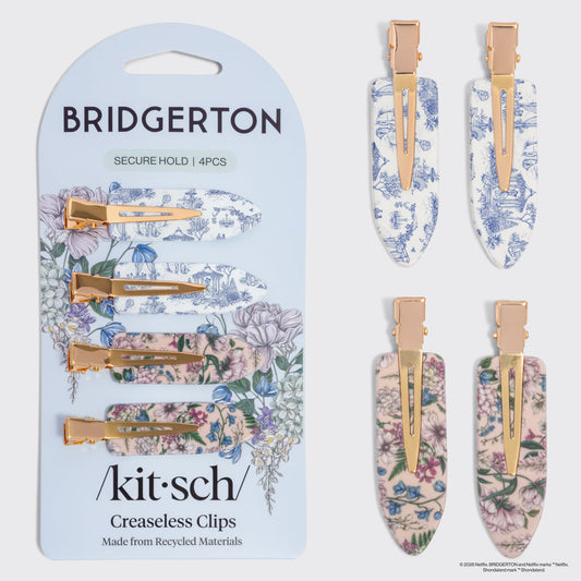 Bridgerton x KITSCH Creaseless Clips 4pc Toile in Bloom — Hero