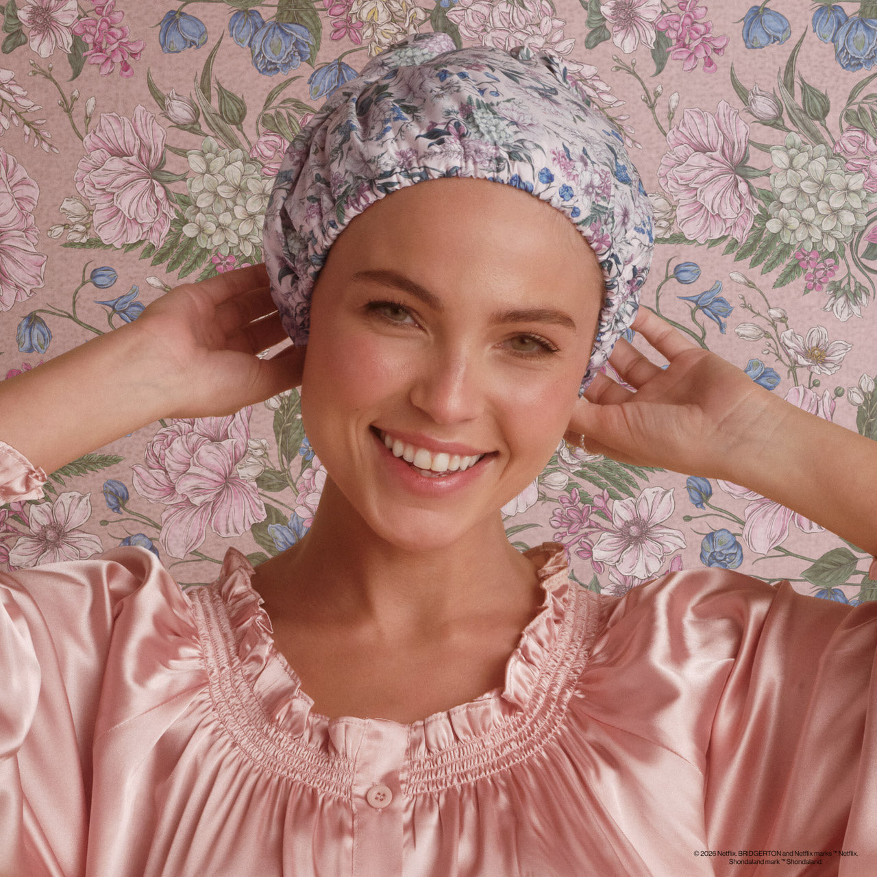 Bridgerton x Kitsch Satin-Lined Flexi Shower Cap, KITSCH