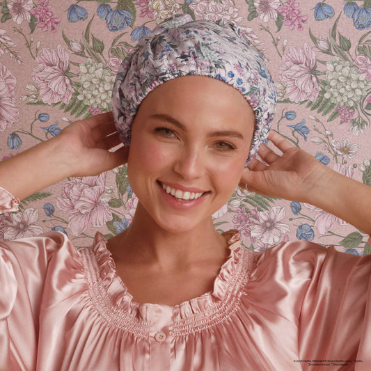 Bridgerton x Kitsch Satin-Lined Flexi Shower Cap, KITSCH