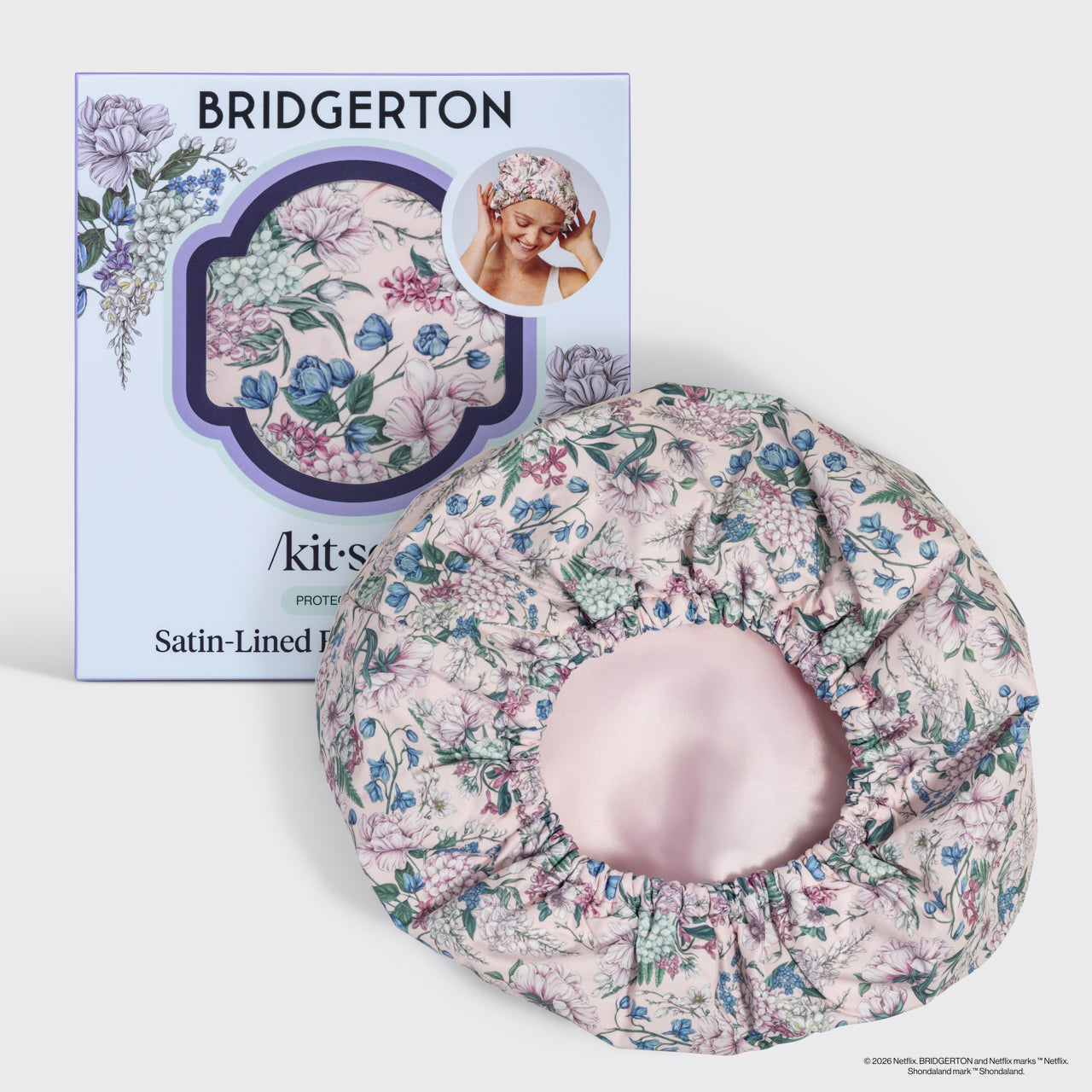 Bridgerton x Kitsch Satin-Lined Flexi Shower Cap, KITSCH