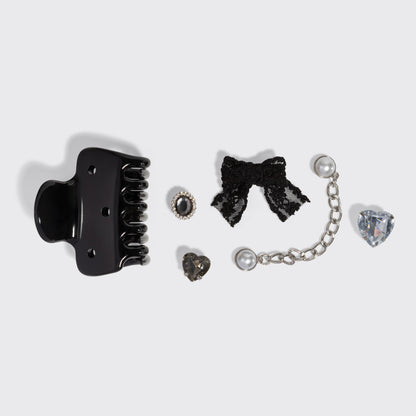 KitschPop Vintage Black Cloud Clip & Charms Set - product detail high-res