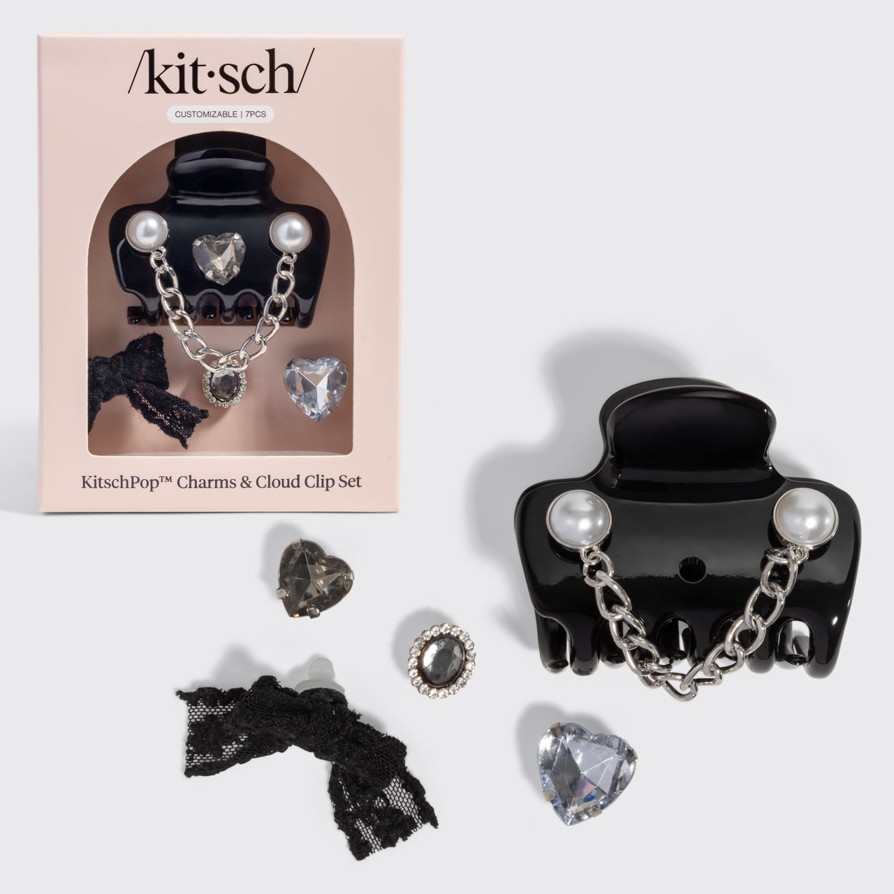 KitschPop Vintage Black Cloud Clip & Charms Set - hero product shot