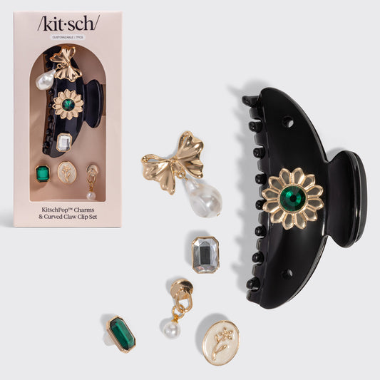 KitschPop Curved Claw Clip Vintage Black - hero product shot