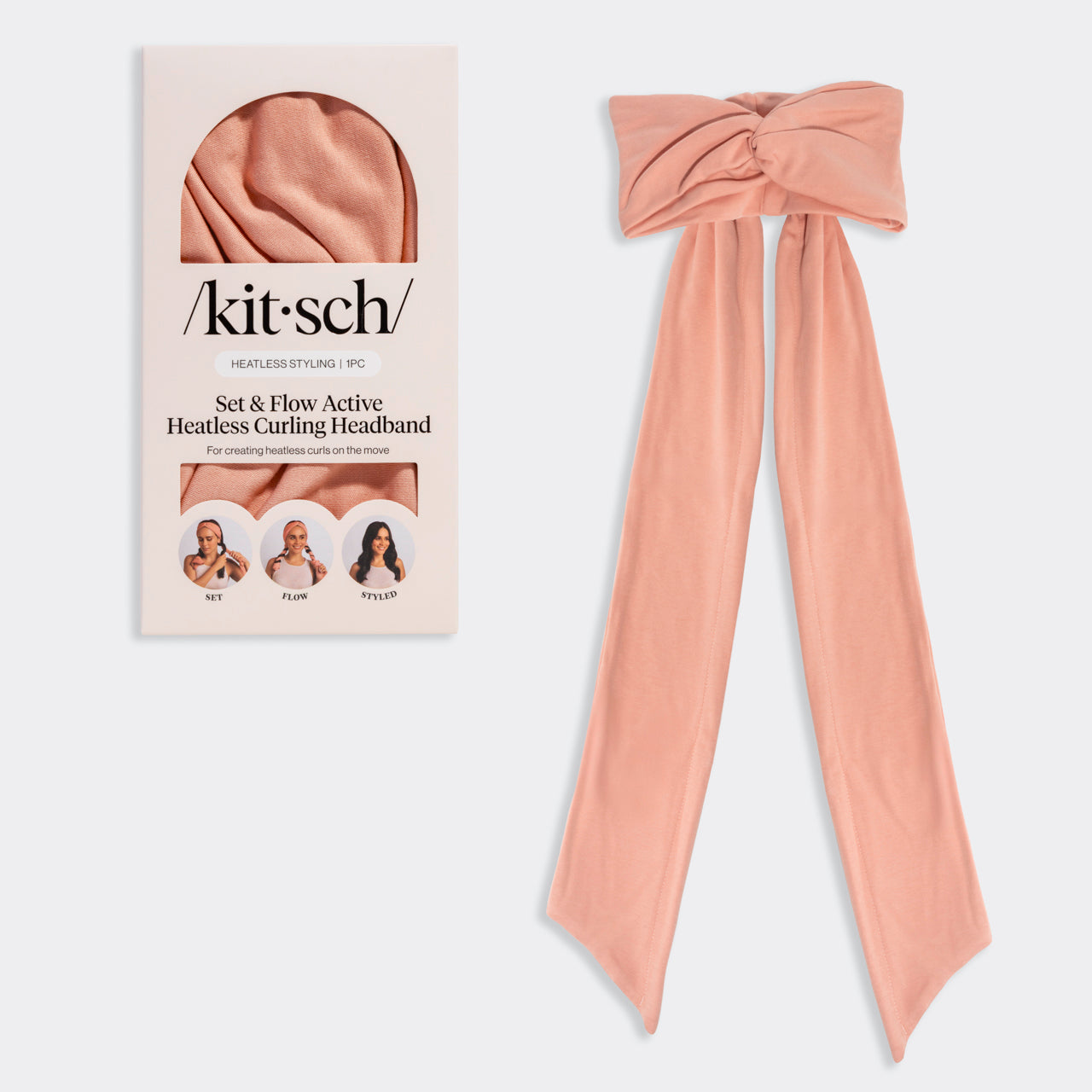 KITSCH Set & Flow Active Headband in Terracotta — hero product shot — 2-in-1 design works as a stylish active headband by day and a gentle sleep headband by night
