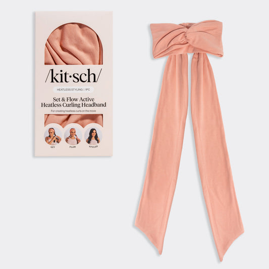 KITSCH Set & Flow Active Headband in Terracotta — hero product shot — 2-in-1 design works as a stylish active headband by day and a gentle sleep headband by night