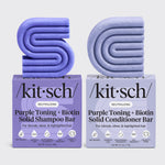 Kitsch Purple Toning + Biotin Solid Shampoo and Conditioner Bar bundle for blonde, silver, and highlighted hair.