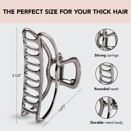 KITSCH Hematite Metal Open-Shape Claw Clip - product detail angle