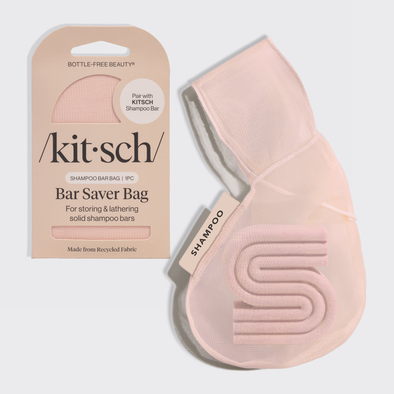Kitsch Shampoo Bar Bag in blush – reusable rPET pouch for shampoo and conditioner bars