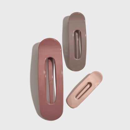 KITSCH Terracotta Ultra Glossy Flat Lay Claw Clips 3pc — product flat lay