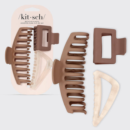 KITSCH Recycled Plastic Assorted Claw Clip 3pc Oversized - hero product shot