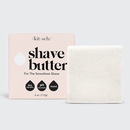 KITSCH Solid Shave Butter — hero product shot — single-use packaging-free shave butter bar — clear lather for smooth, close shave — free of parabens, sulfates & silicones