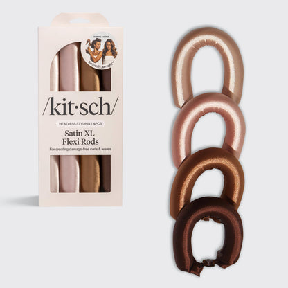 Kitsch Rosewood Jumbo Satin Flexi Rods 4-piece set on a soft neutral background