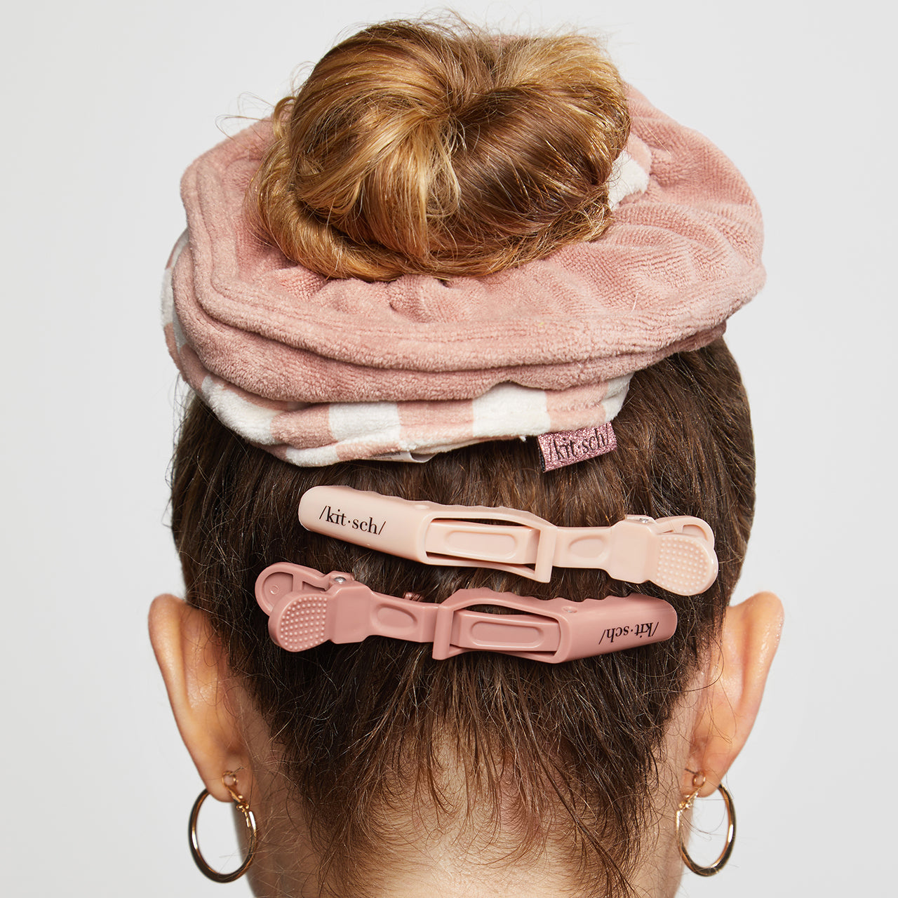 Terracotta Checker Microfiber Towel Scrunchies - 2pc, KITSCH