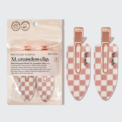 KITSCH XL Creaseless Hair Clips 2pc Terracotta Checker — Hero