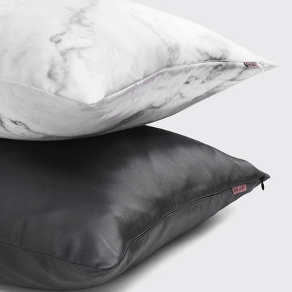 KITSCH Charcoal Standard Satin Pillowcase — lifestyle view