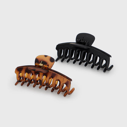 KITSCH Black & Tort Matte Claw Clips 2pc Set Oversized - product detail
