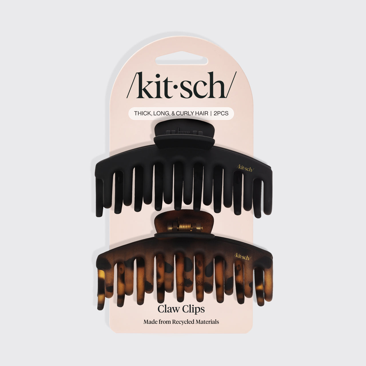 KITSCH Black & Tort Matte Claw Clips 2pc Set Oversized - packaging flat lay
