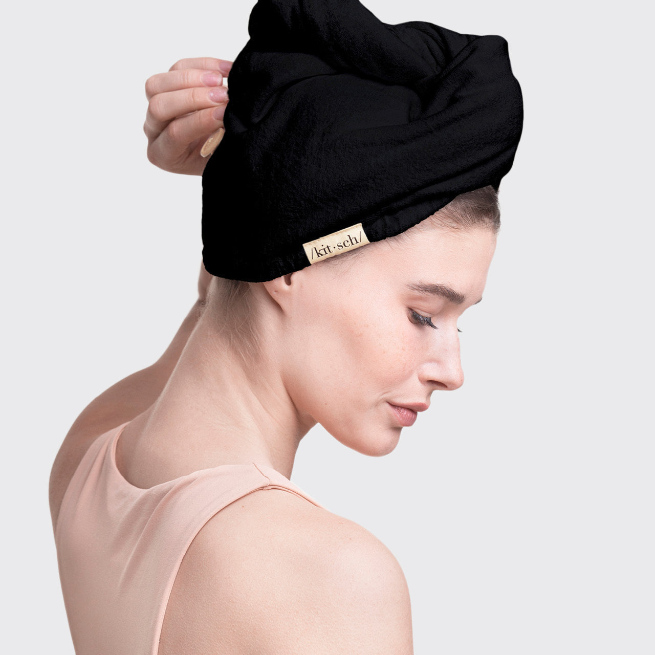 Black Microfiber Hair Towel, KITSCH