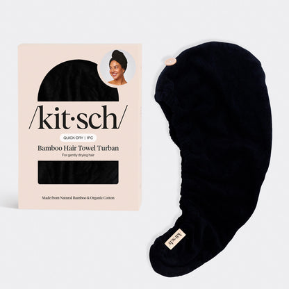 Black Microfiber Hair Towel, KITSCH