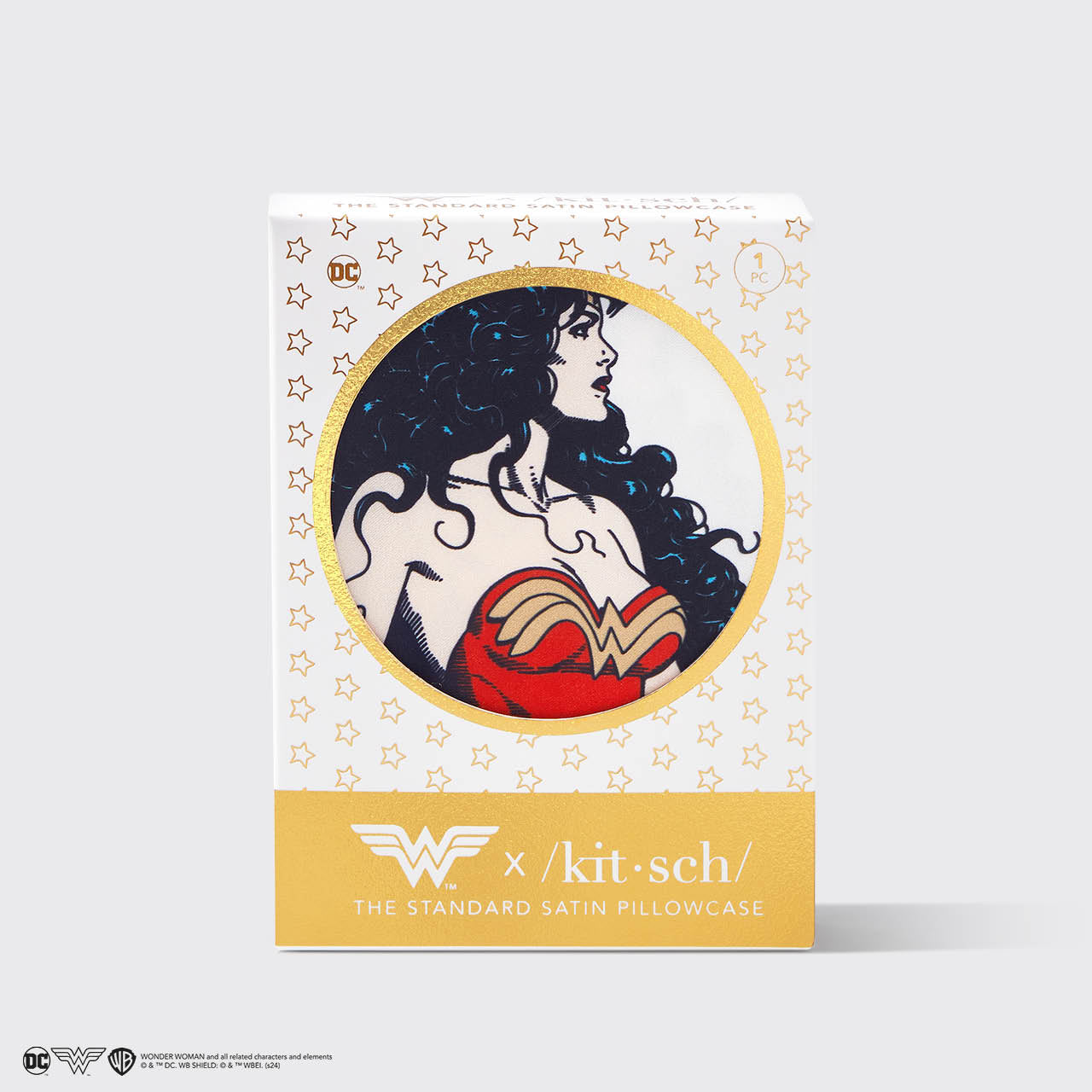 Kitsch x Wonder Woman Believe in Wonder Standard Satin Pillowcase — packaging