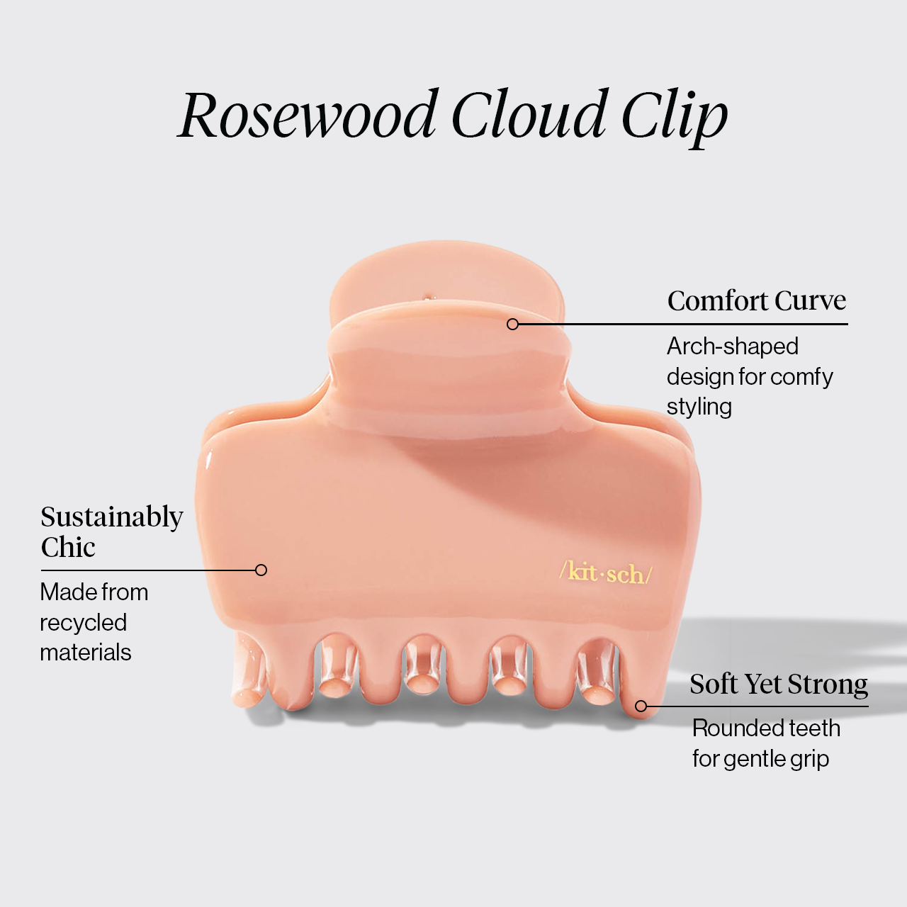 KITSCH Rosewood Cloud Claw Clip - product infographic