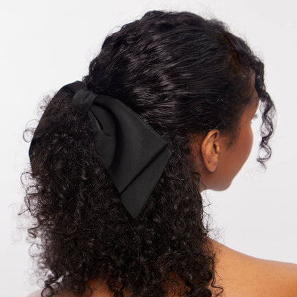 KITSCH Black Bow Hair Clip — model hair shot 3