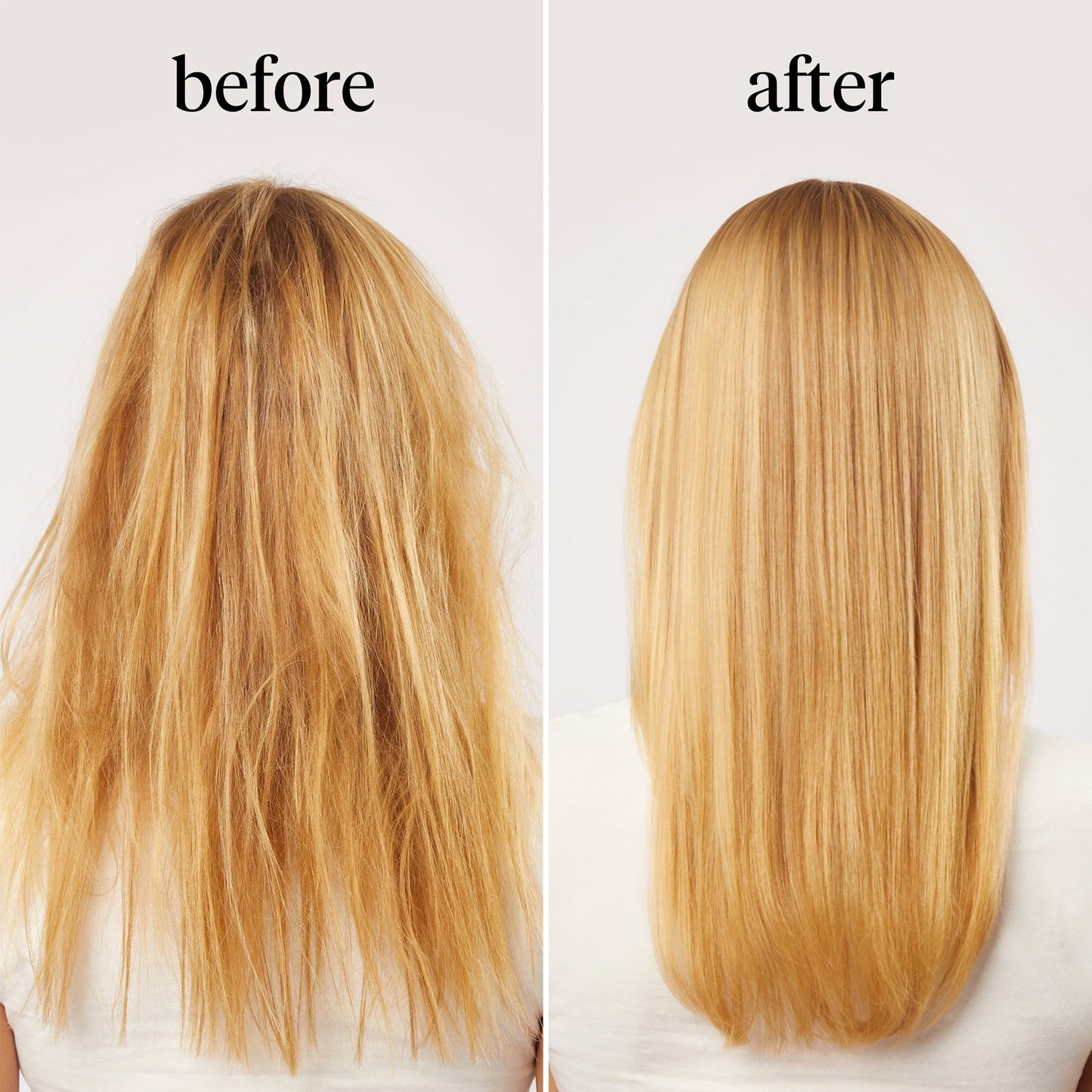 KITSCH Moisturizing Argan Milk Leave-In Conditioner — before and after model hair transformation — showcasing enhanced softness and reduced frizz with plant-based Actimilk™Argan