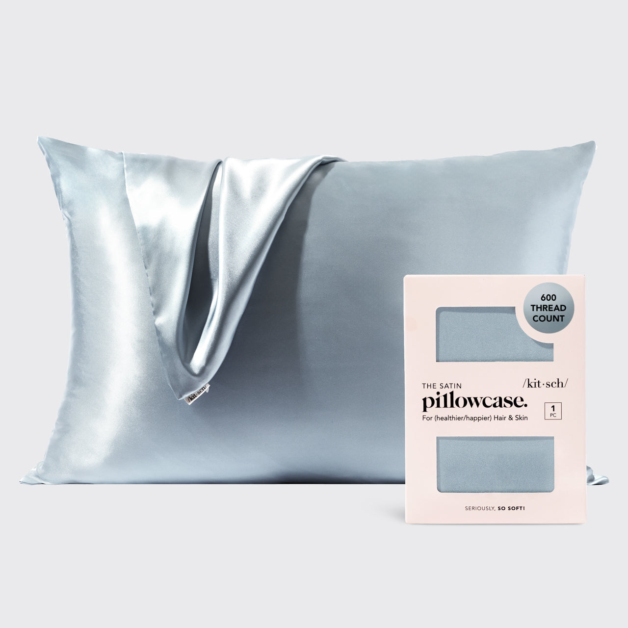 KITSCH Haze Blue Standard Satin Pillowcase 2 Pack — hero view