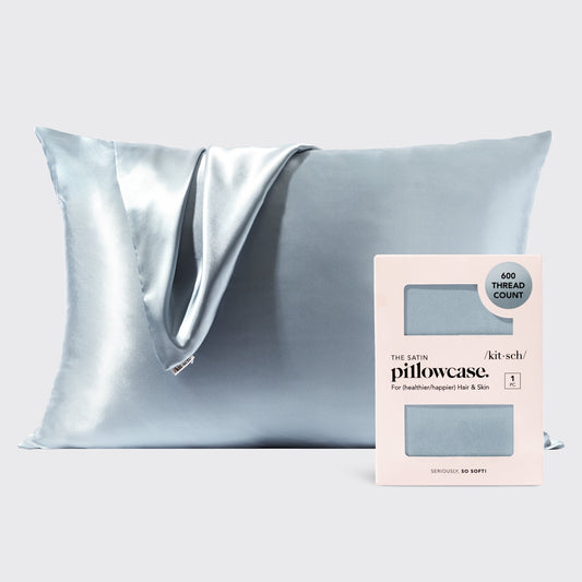 KITSCH Haze Blue Standard Satin Pillowcase 2 Pack — hero view