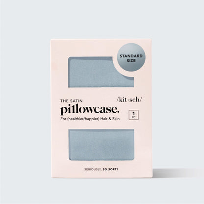 KITSCH Haze Blue Standard Satin Pillowcase 2 Pack — retail packaging