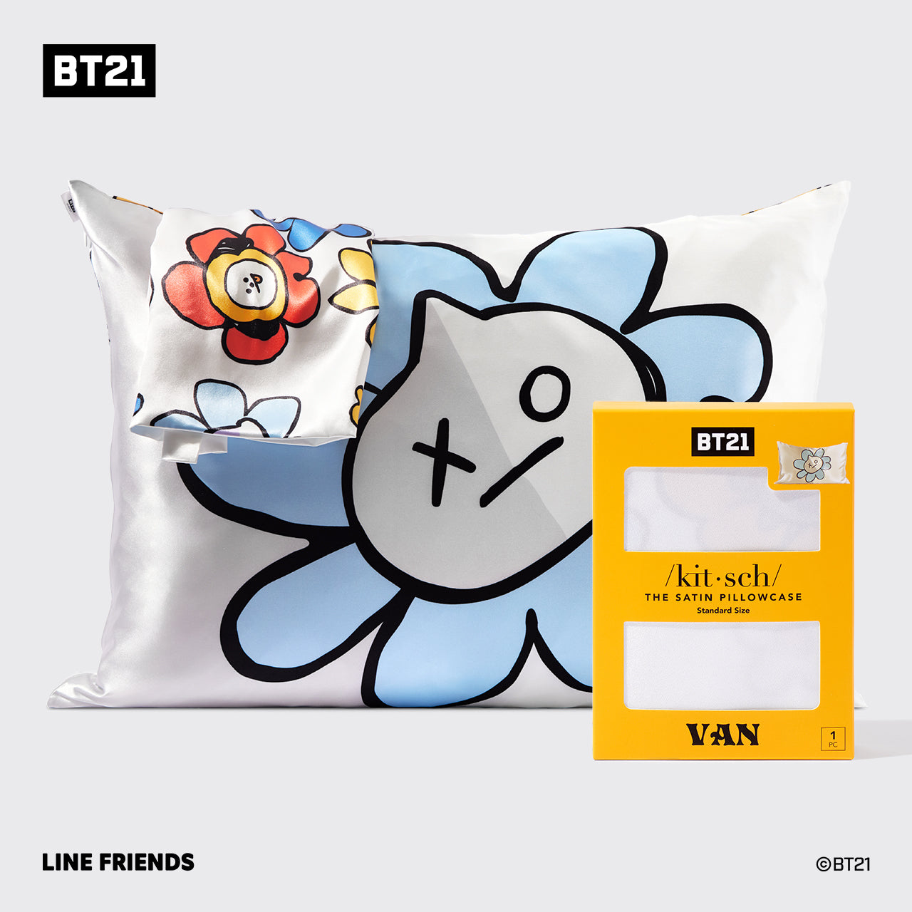 Kitsch x BT21 VAN Standard Satin Pillowcase — hero