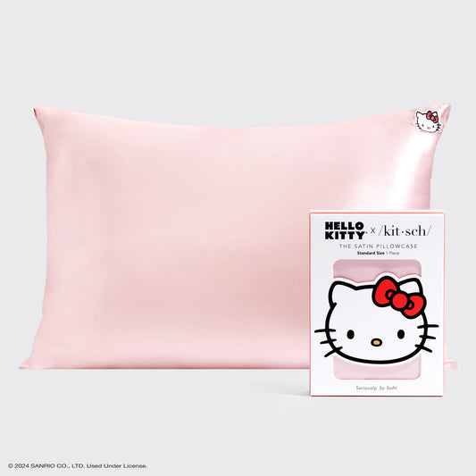Hello Kitty x KITSCH Solid Pink Kitty Face Standard Satin Pillowcase — hero view