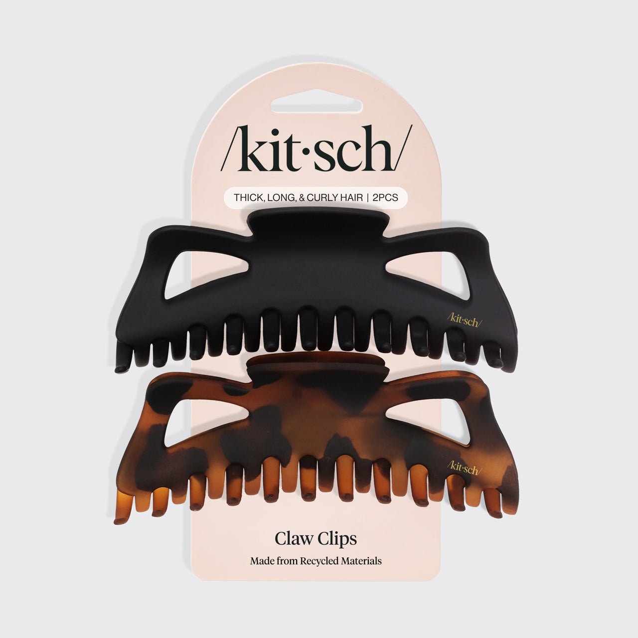 KITSCH Black & Tort Classic Claw Clips 2pc Set Jumbo - packaging flat lay