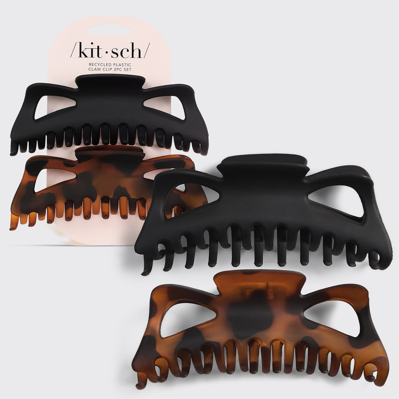 KITSCH Black & Tort Classic Claw Clips 2pc Set Jumbo - hero product shot