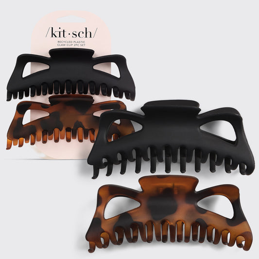 KITSCH Black & Tort Classic Claw Clips 2pc Set Jumbo - hero product shot