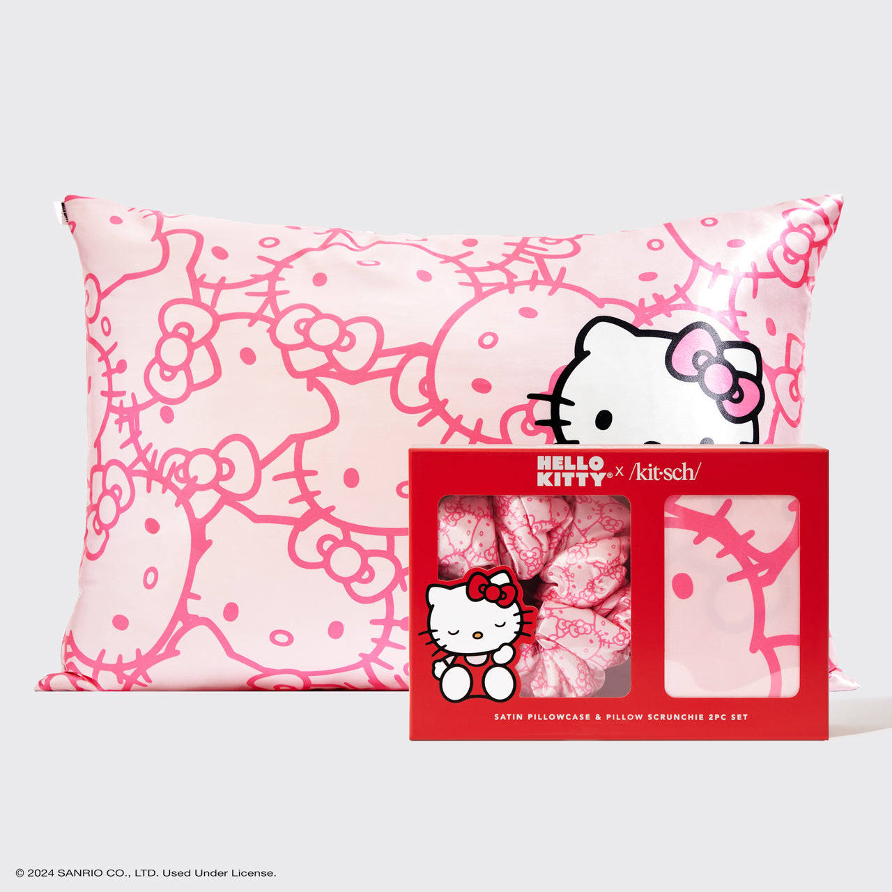 Hello Kitty x Kitsch Satin Pillowcase & Pillow Scrunchie 2pc Set - hero