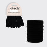Kitsch Recycled Nylon Thick Hair Elastics 6pc Set - Black