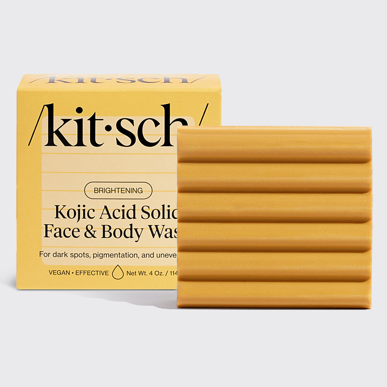 KITSCH Kojic Acid Bar for Hyperpigmentation & Dark Spots — hero product shot — Infused with kojic acid to help brighten your skin for an even-looking complexion — formulated to help your skin glow from within by fading the look of dark spots and hyperpigmentation