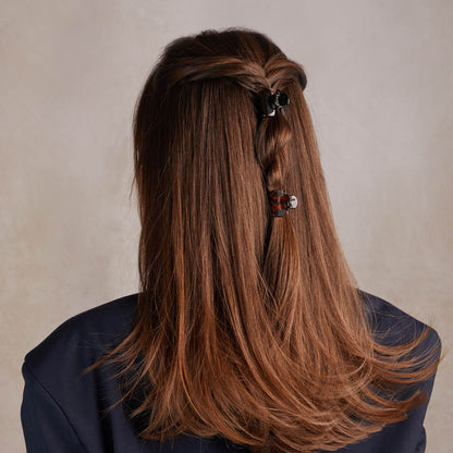 KITSCH Black Tort Mini Cloud Claw Clips 6pc — model hair shot